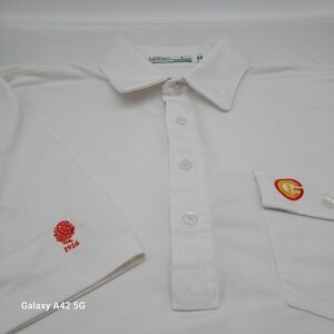 Criquet Mens Players Shirt White Pima Cotton Blend Polo Golf Shirt Large L